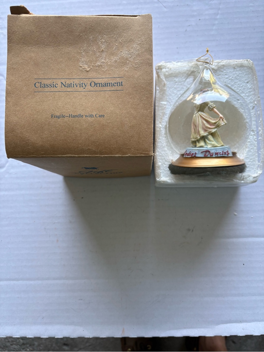 Avon Beige & Gold Nativity Globe Christmas Ornament